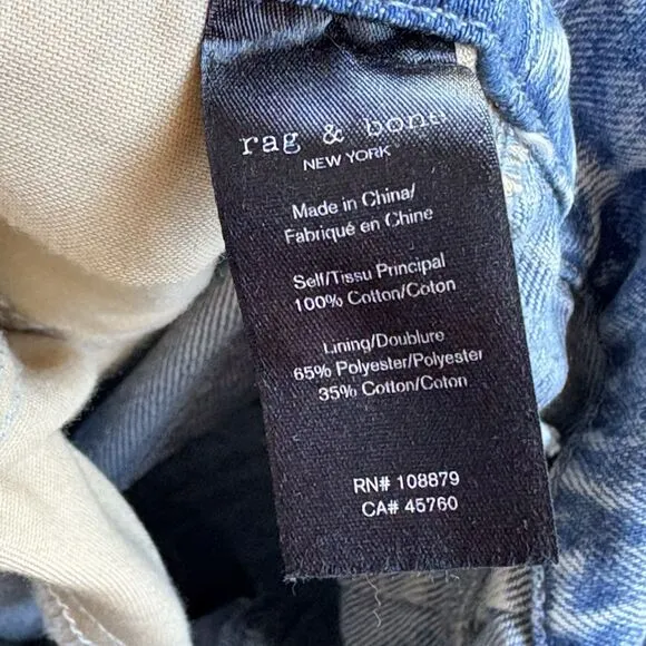 Rag &amp; Bone Women Size 25 Darted 90s Relax Jeans In Venus High Rise Acid Wash