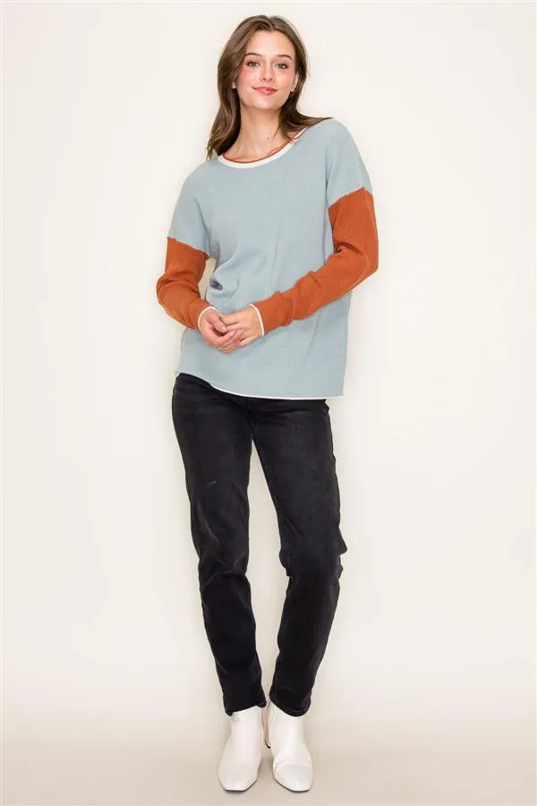 Raw Edge Colorblock Sweater