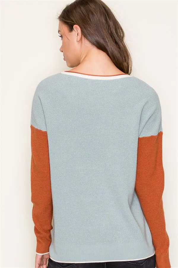 Raw Edge Colorblock Sweater