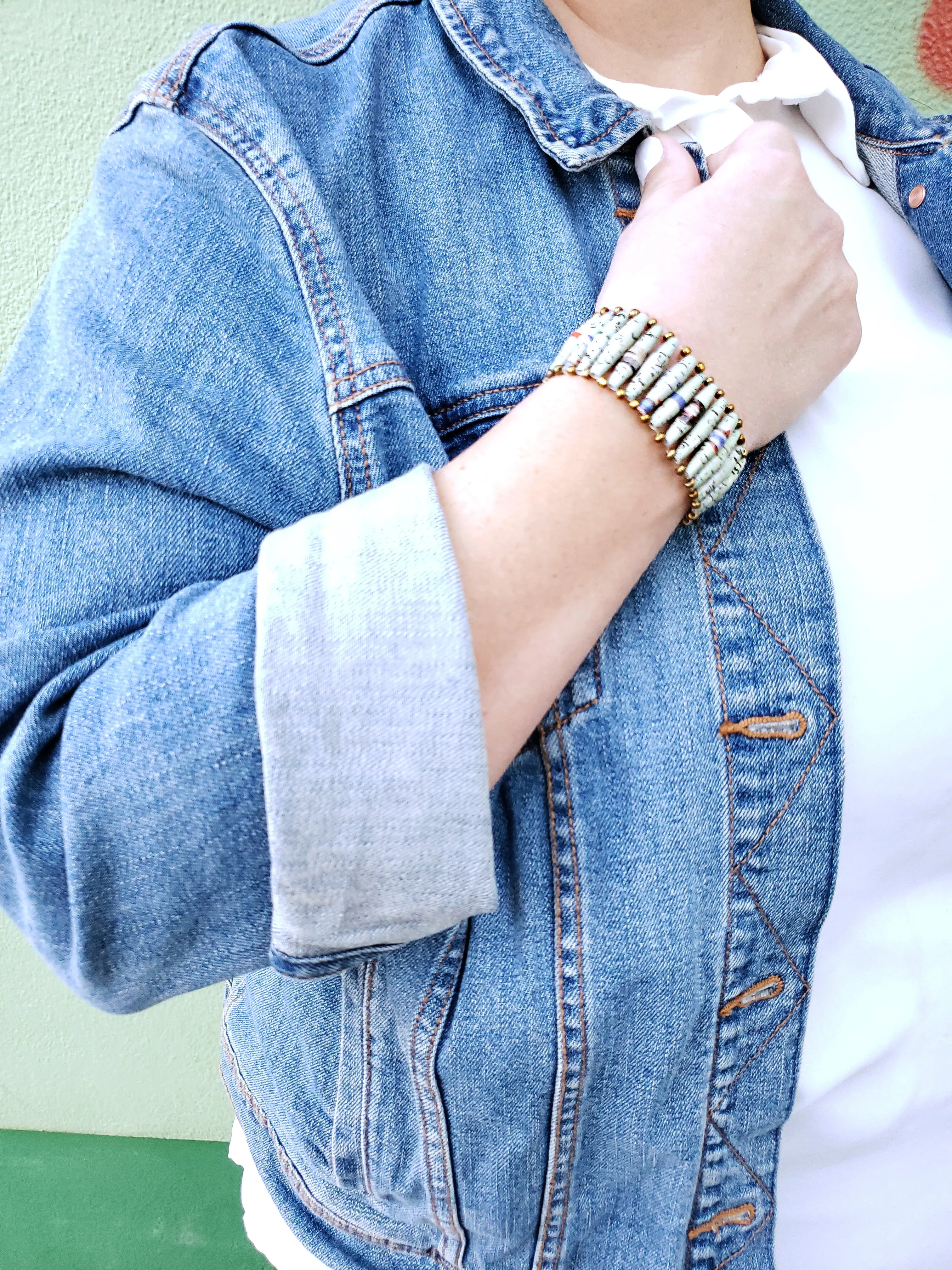 Recycled Paper Bead Bracelet - Calm