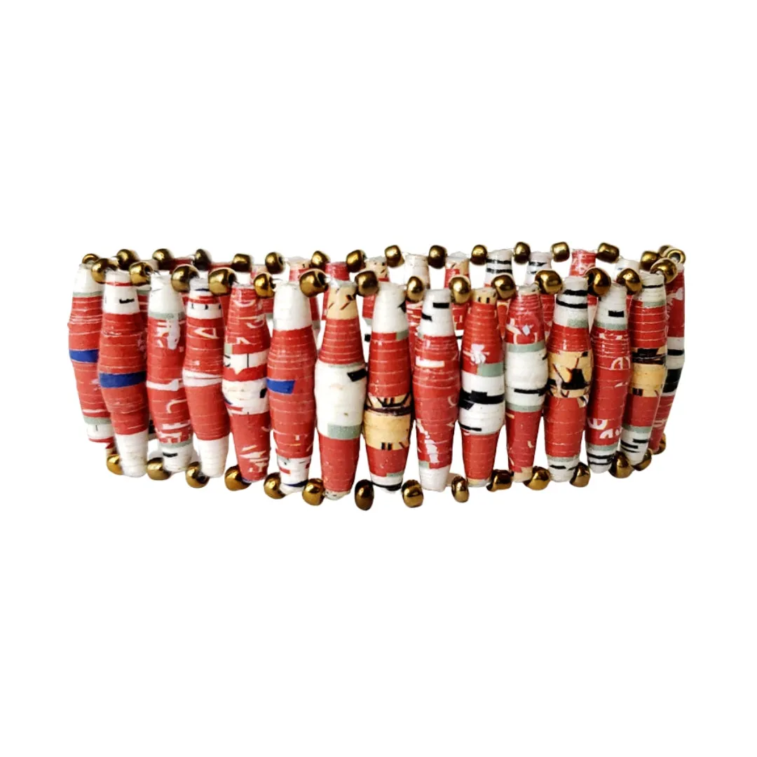 Recycled Paper Bead Bracelet - Happiness