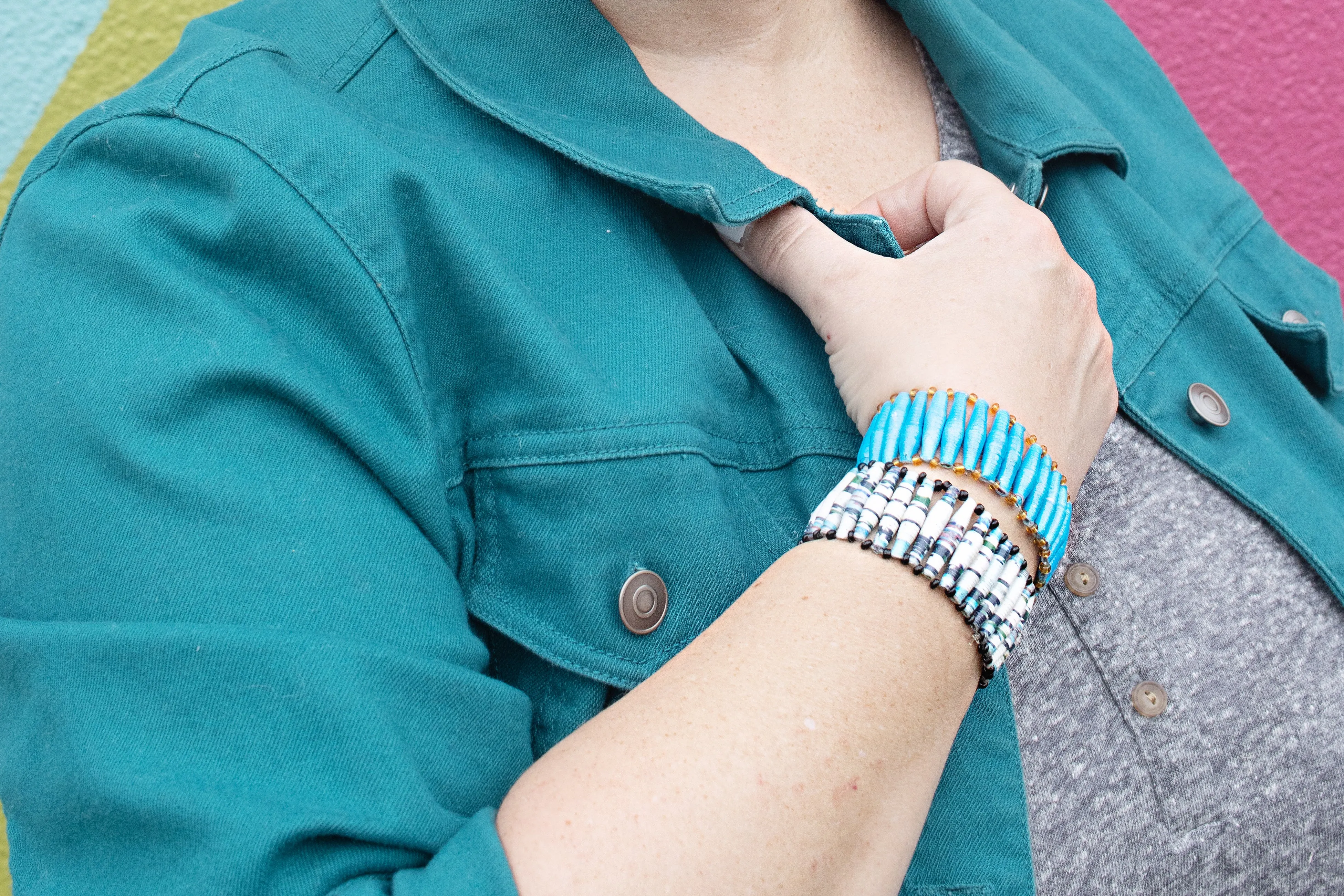 Recycled Paper Bead Bracelet - Tranquility