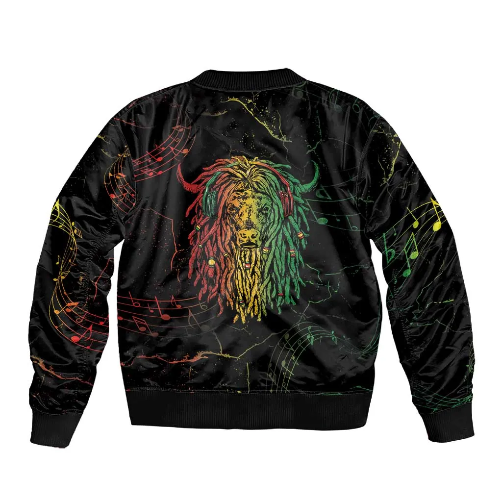 Reggae King Buffalo Soldier Sleeve Zip Bomber Jacket Honoring The Legend LT05