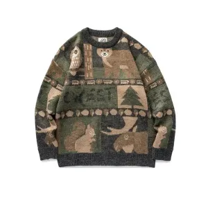 Retro Cartoon Pattern Sweater