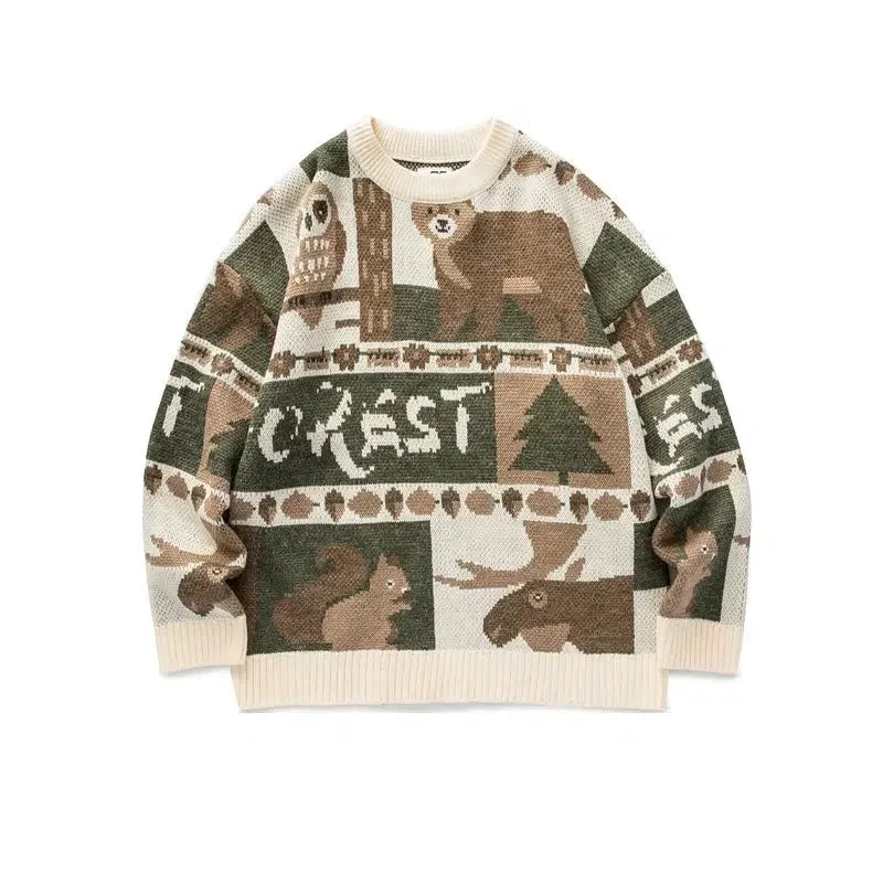 Retro Cartoon Pattern Sweater