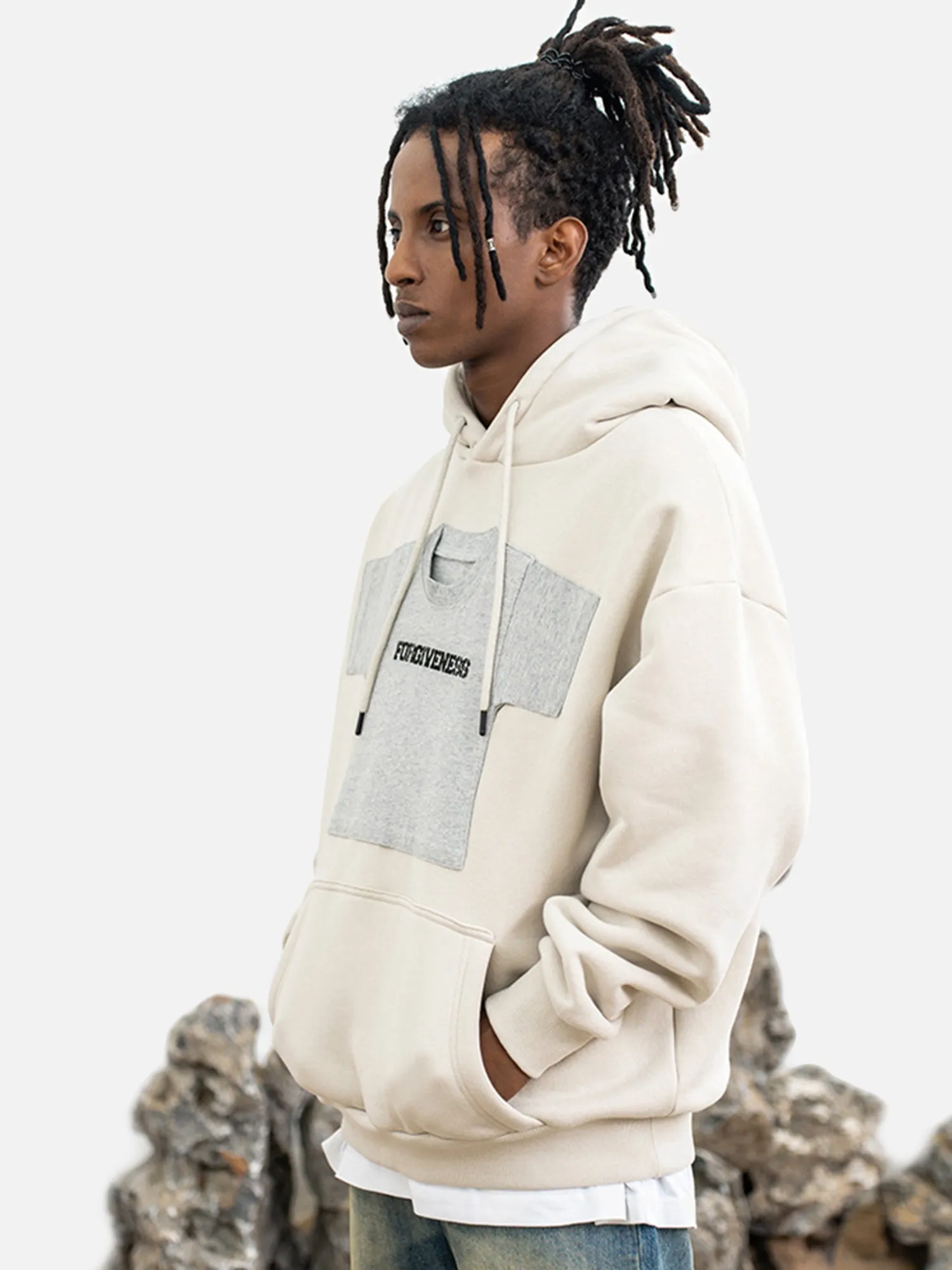 Rimiro - American Retro Fun Patchwork Velvet Hoodie