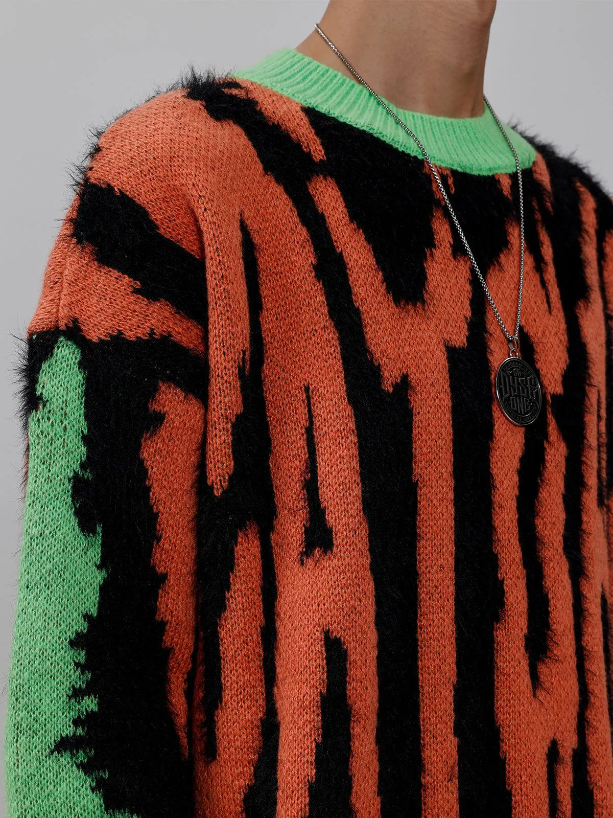 Rimiro - Contrast Zebra Plush Print Sweater