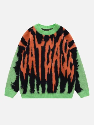 Rimiro - Contrast Zebra Plush Print Sweater