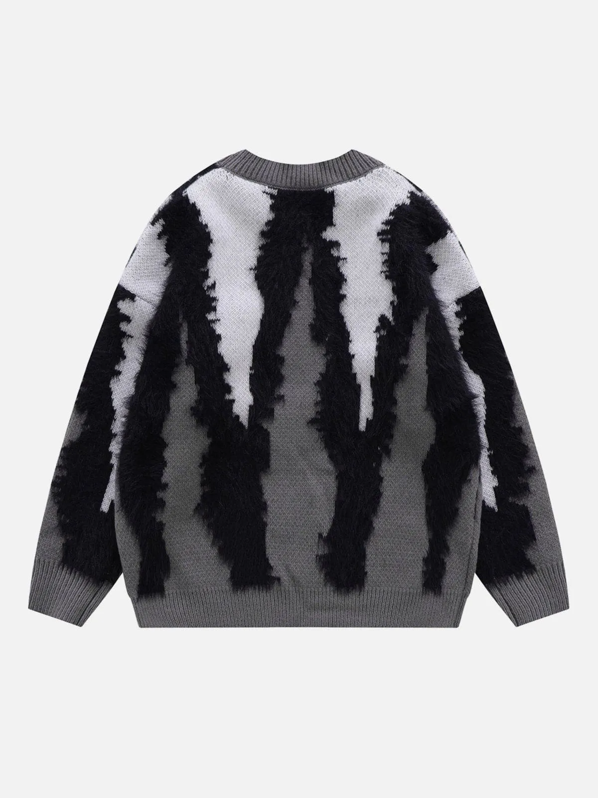 Rimiro - Contrast Zebra Plush Print Sweater