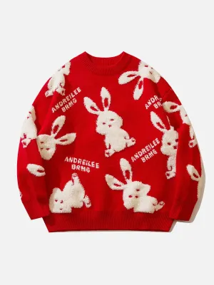 Rimiro - Flocked Rabbit Jacquard Sweater
