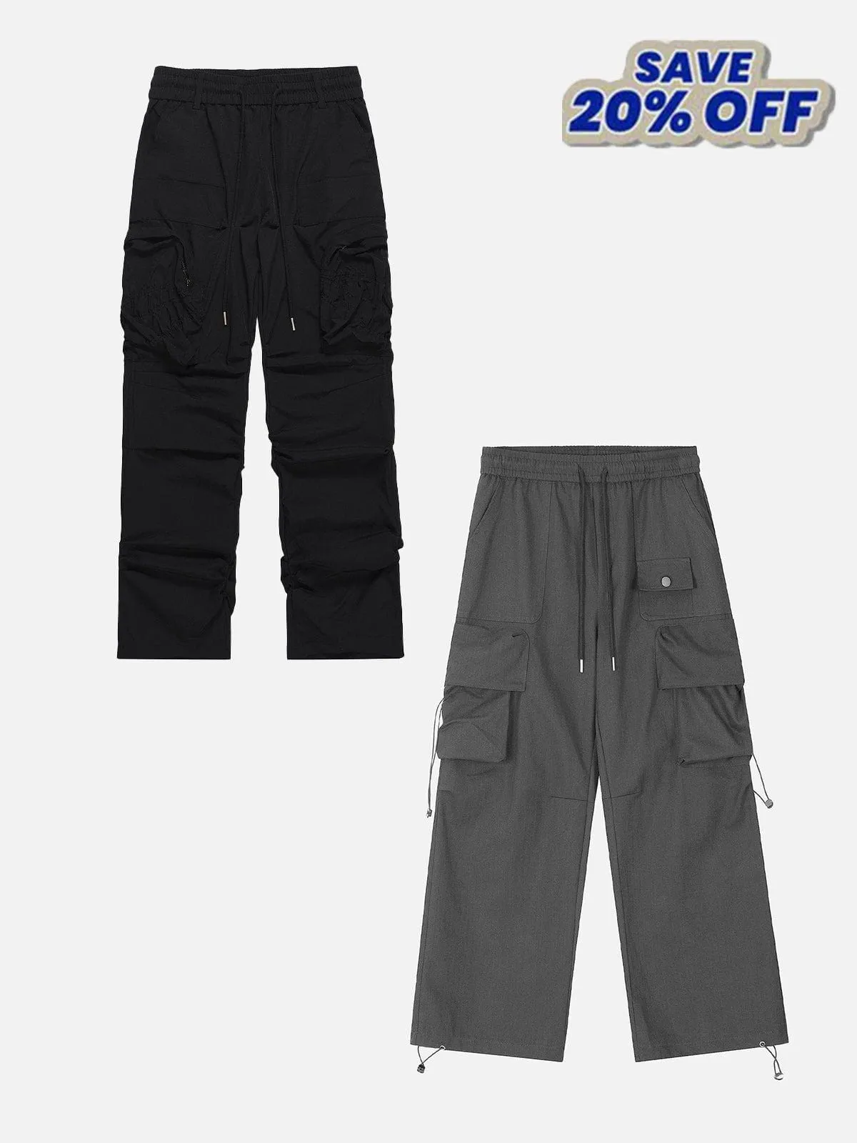 Rimiro - Large Pocket Wrinkle Cargo Pants