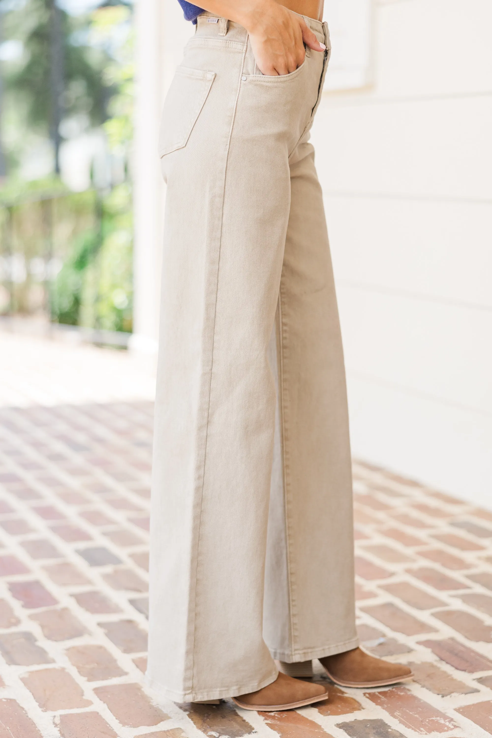 Risen Jeans: Above And Beyond Khaki Wide Leg Jeans