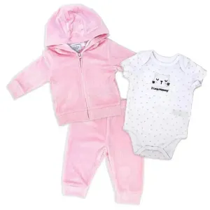 Rose Textile - 3Pk Velour Jacket Set, Pink I Love Mommy - Kitty - 3M