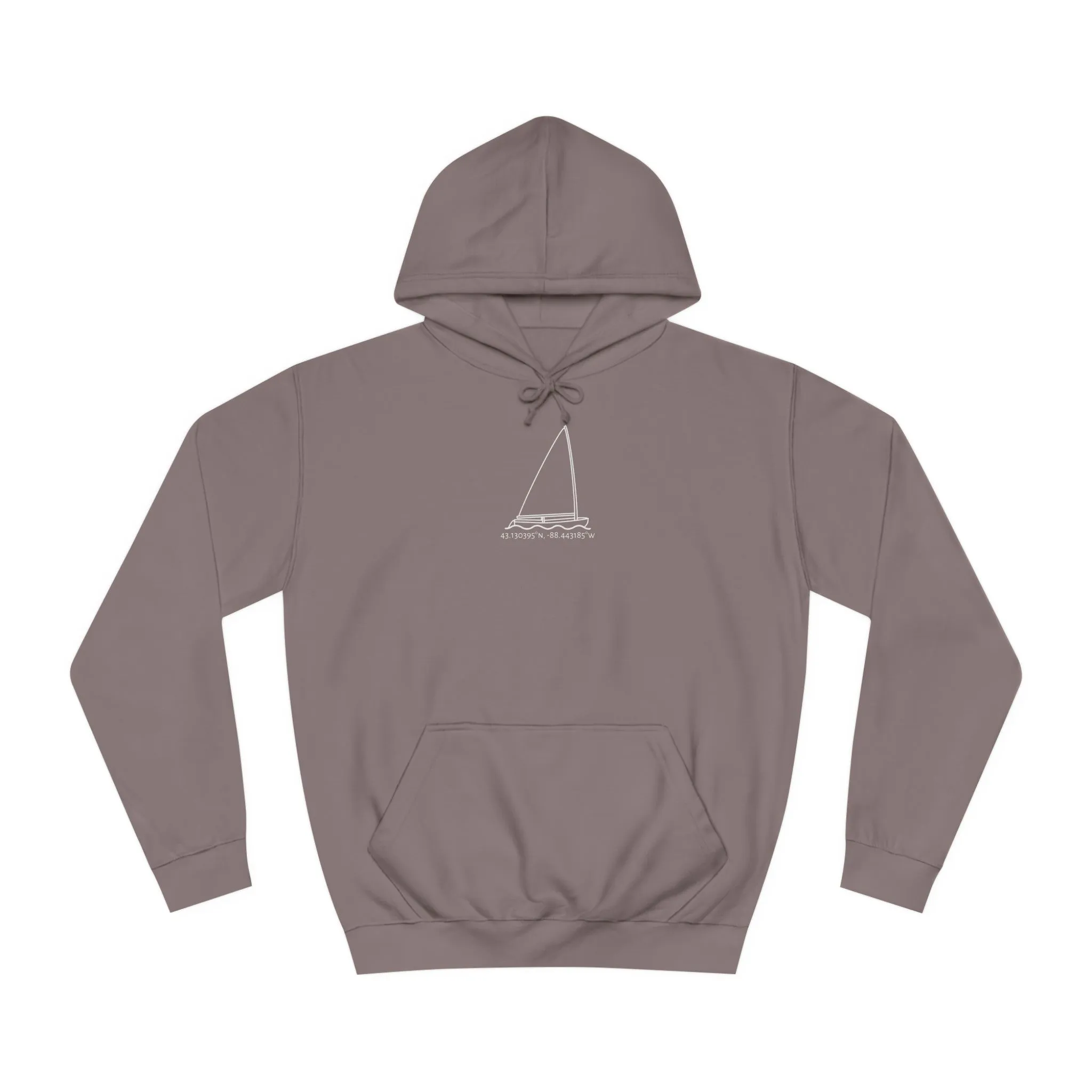Sailboat Finn model Okauchee Lake Coordinates - Medium Weight Hoodie