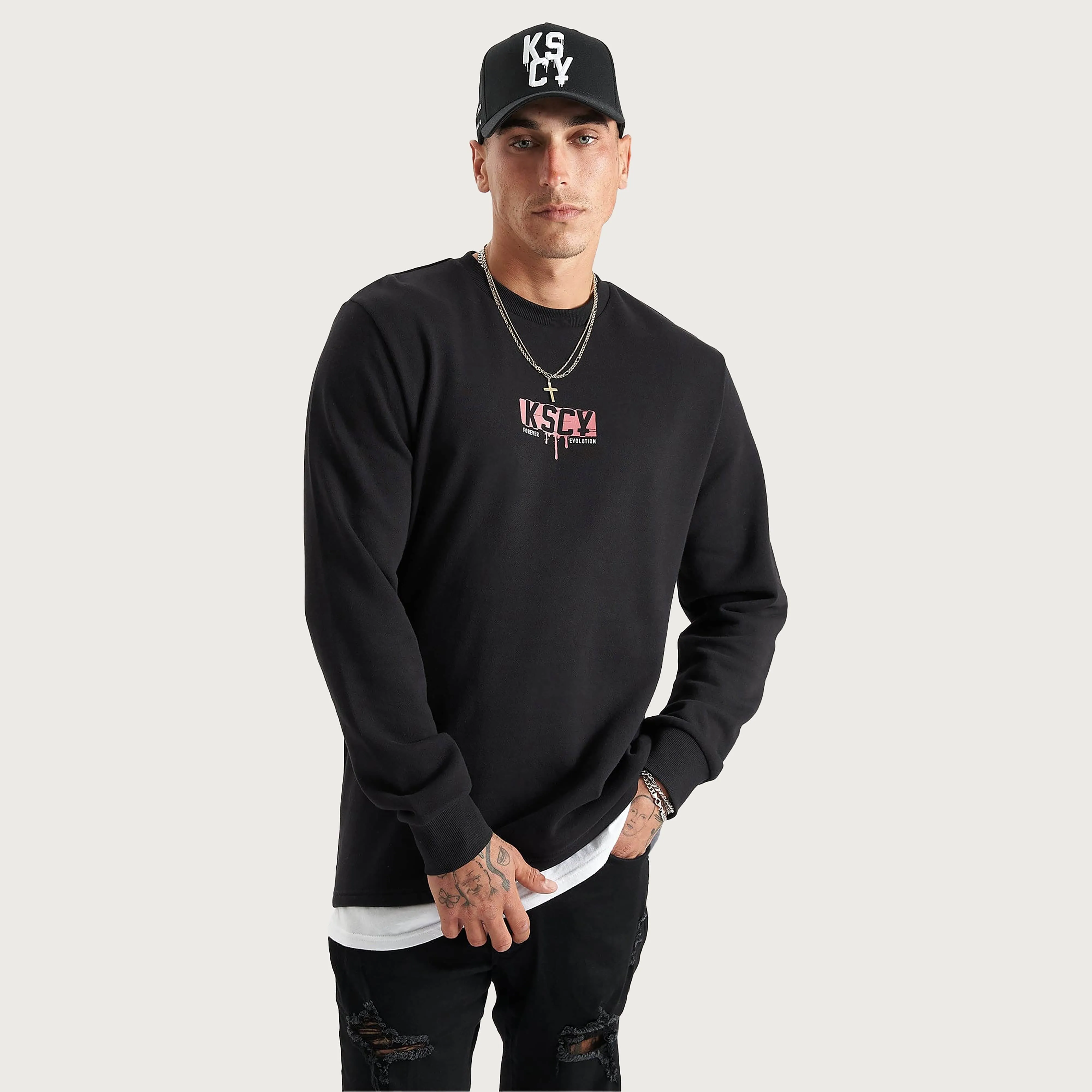 Santa Ana Layered Dual Curved Sweater Jet Black