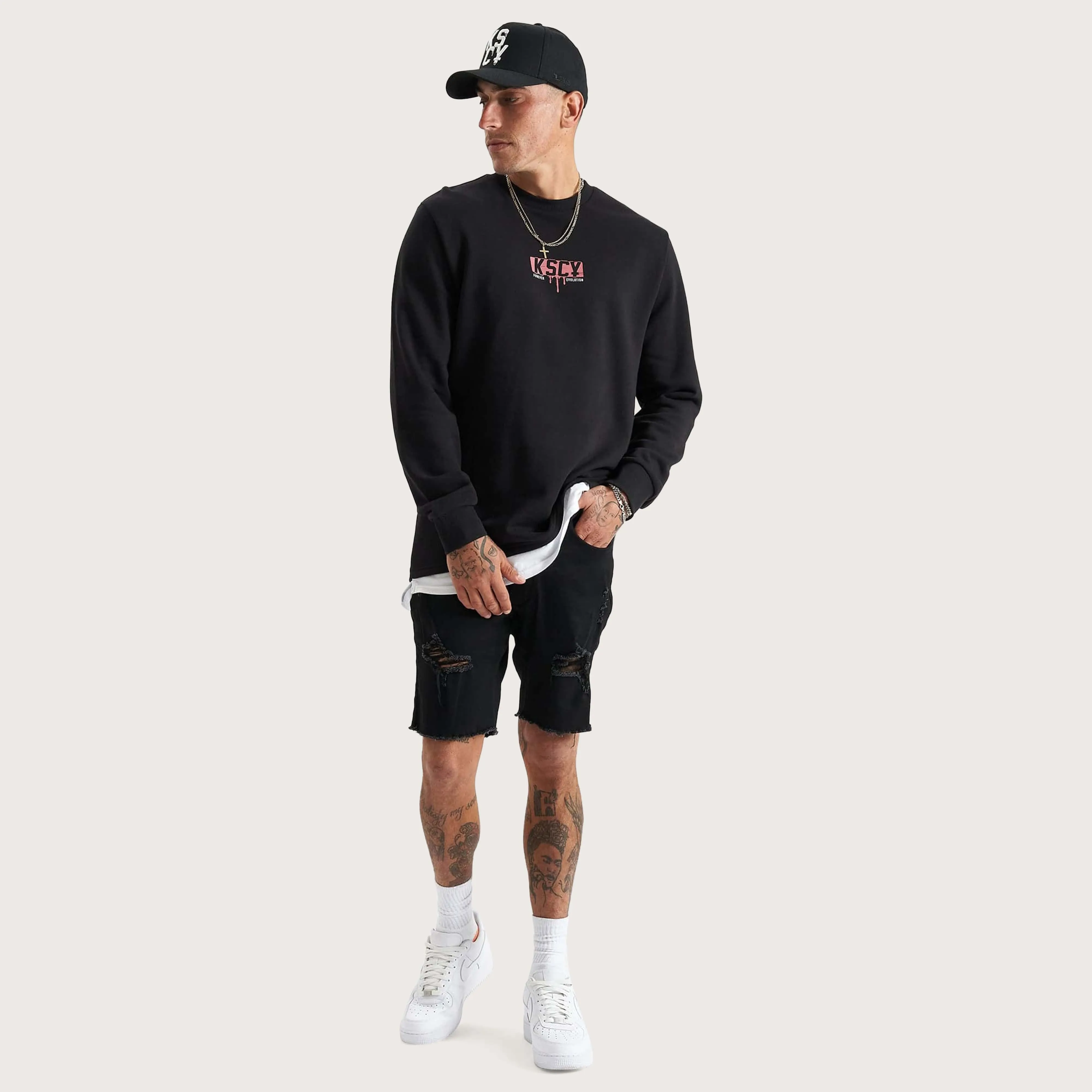 Santa Ana Layered Dual Curved Sweater Jet Black