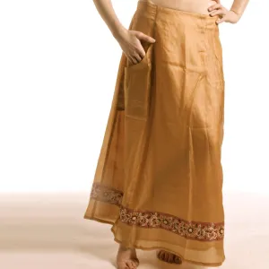 Savan Long Honey Silk Embroidered Skirt