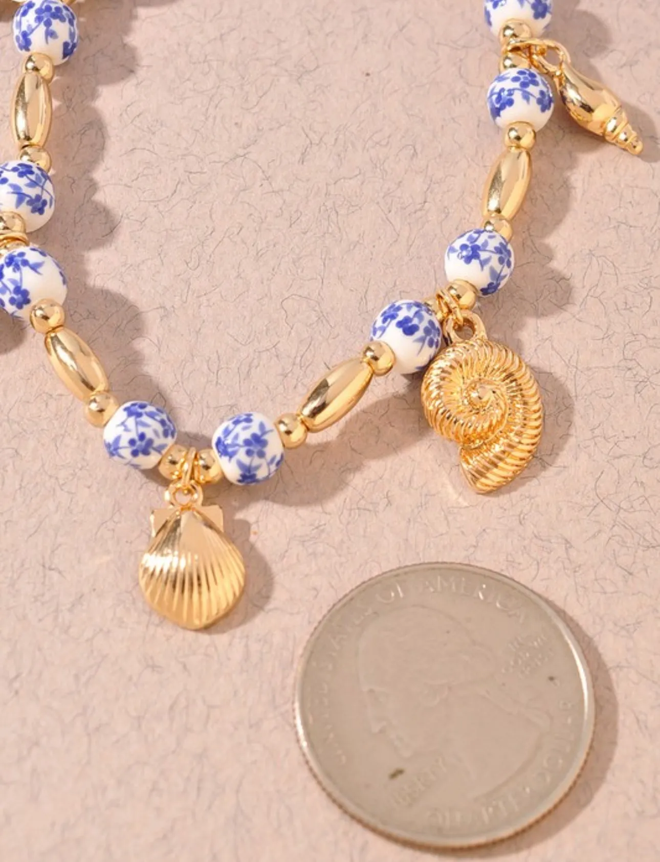 Sea Life Charms Floral Beaded Bracelet