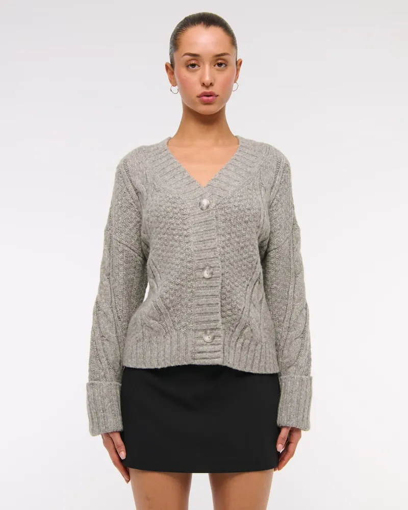 Seed-Stitch Cable Cardigan