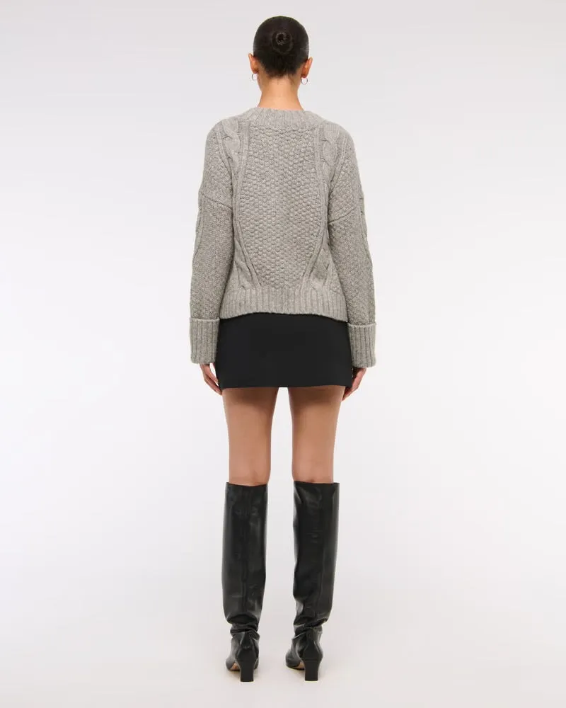 Seed-Stitch Cable Cardigan