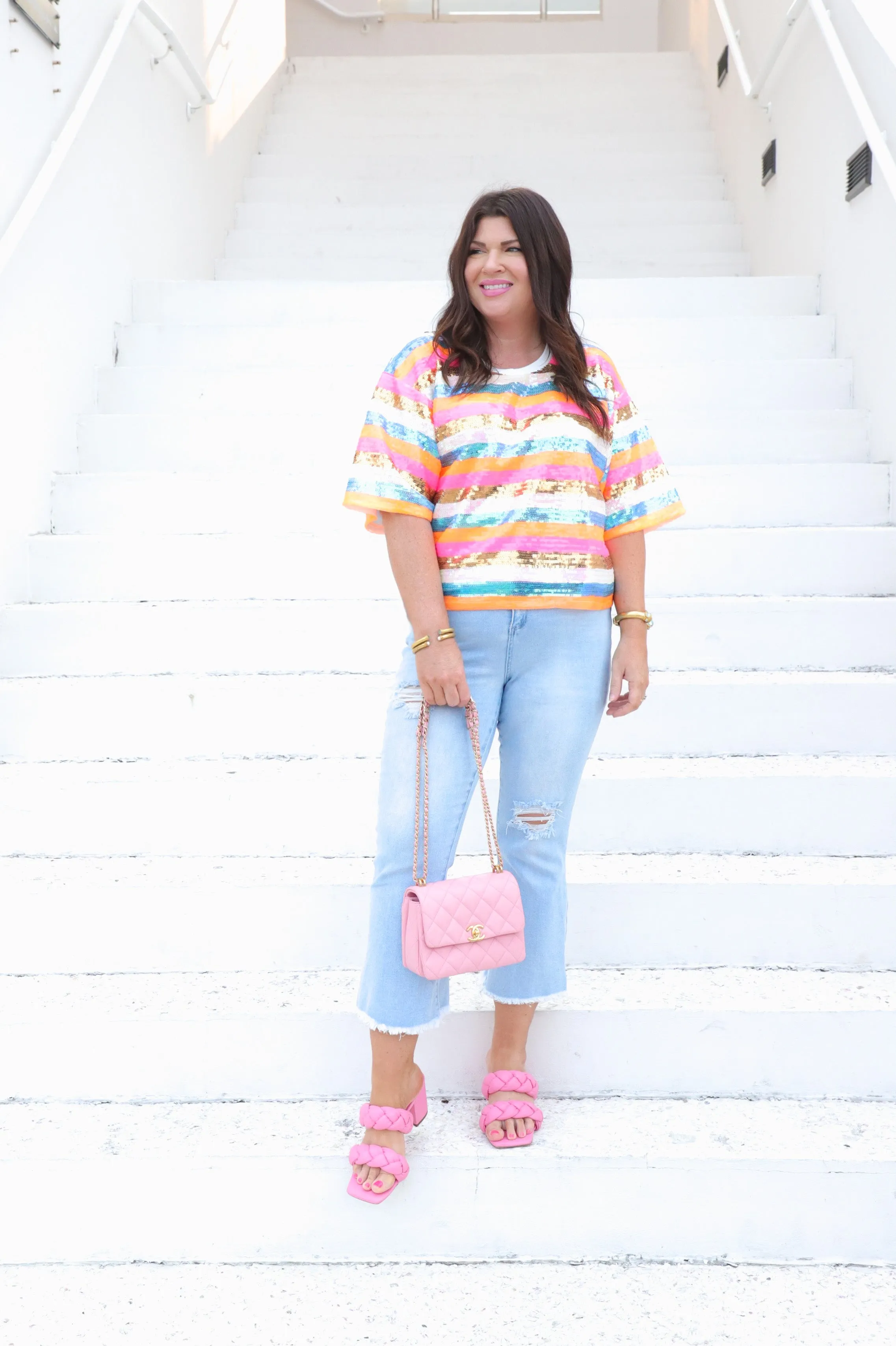 Sequin stripe top