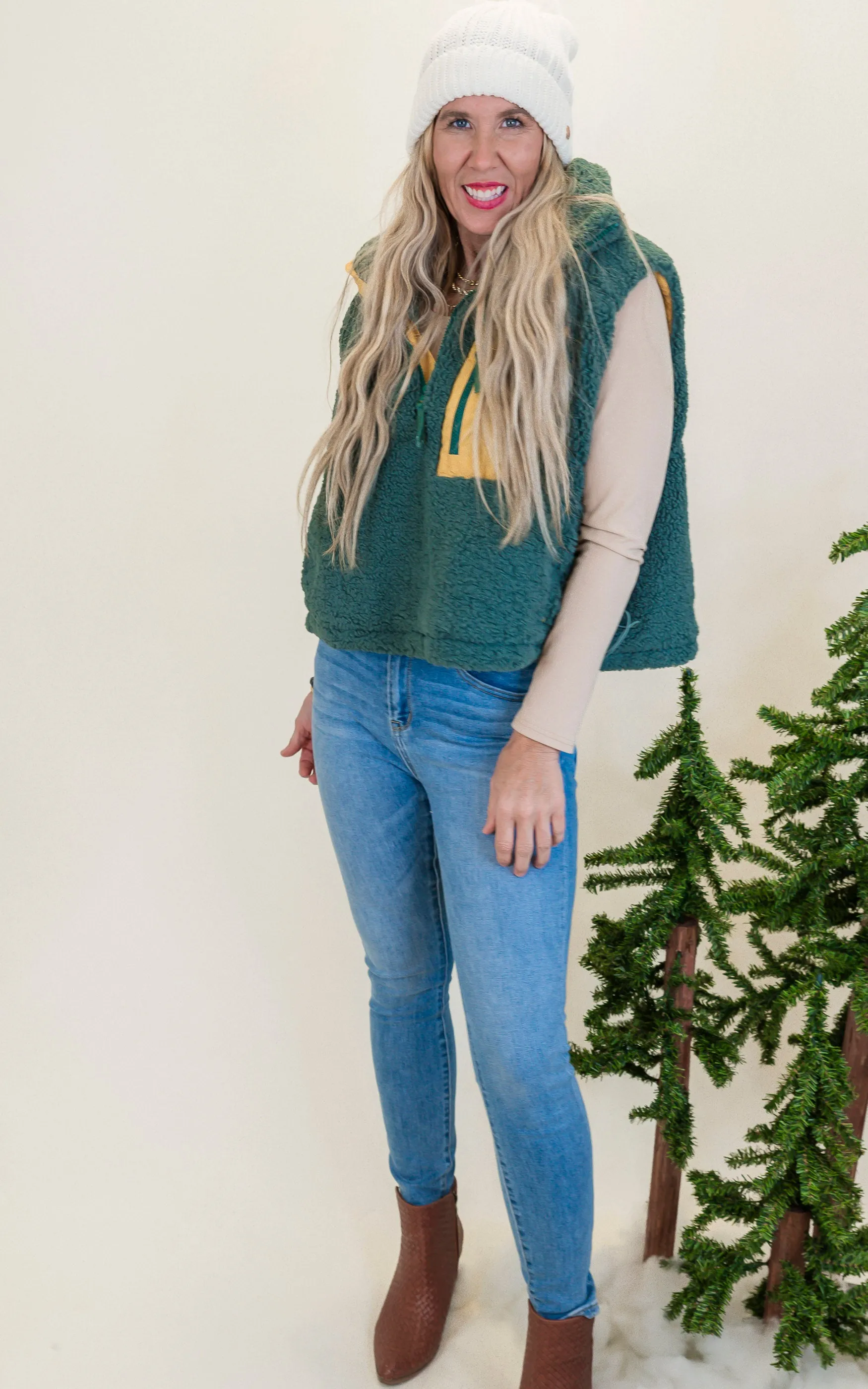 Sherpa Half Zip Sleeveless Sweater | OLI & HALI (PREORDER)