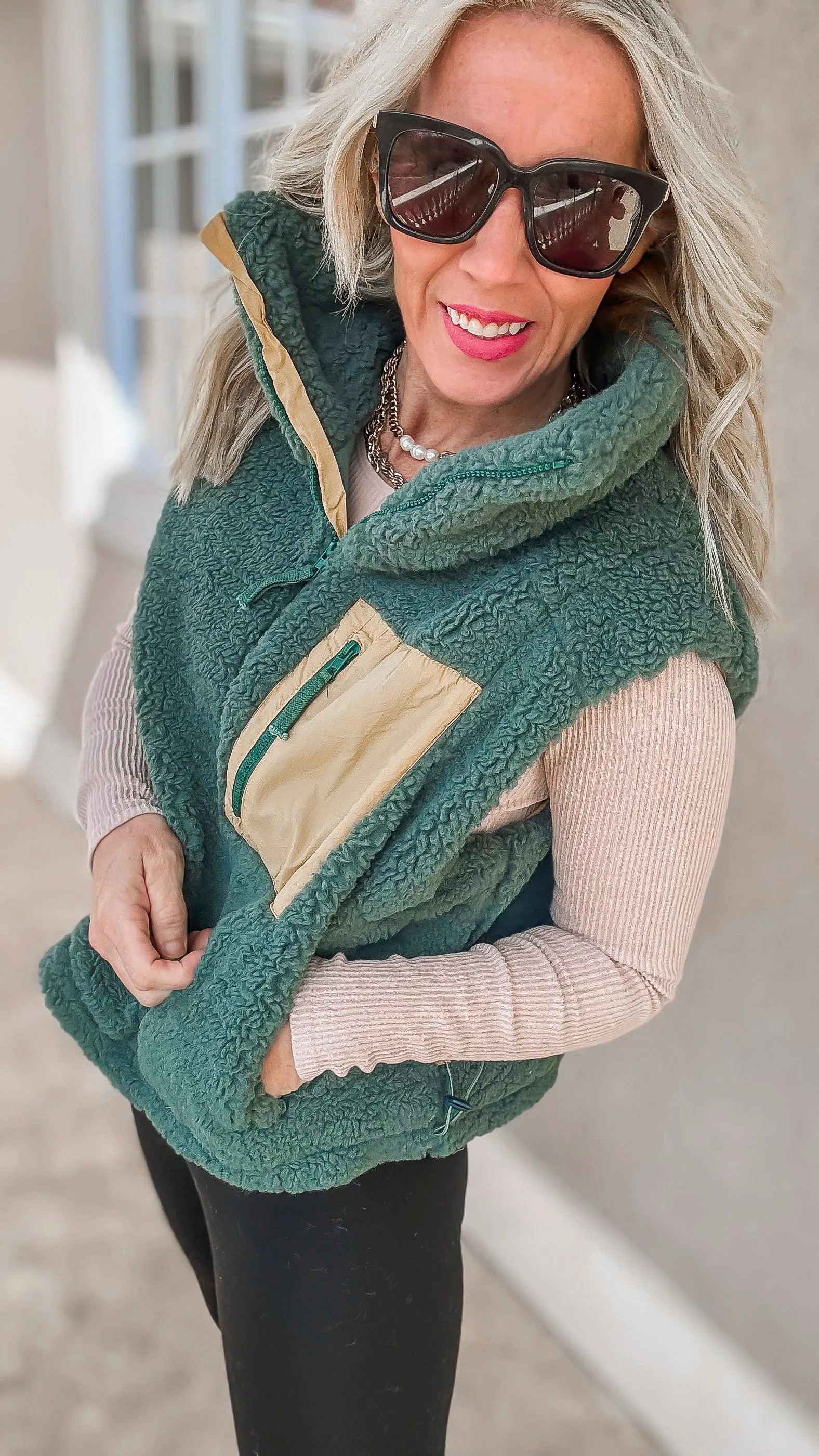 Sherpa Half Zip Sleeveless Sweater | OLI & HALI (PREORDER)