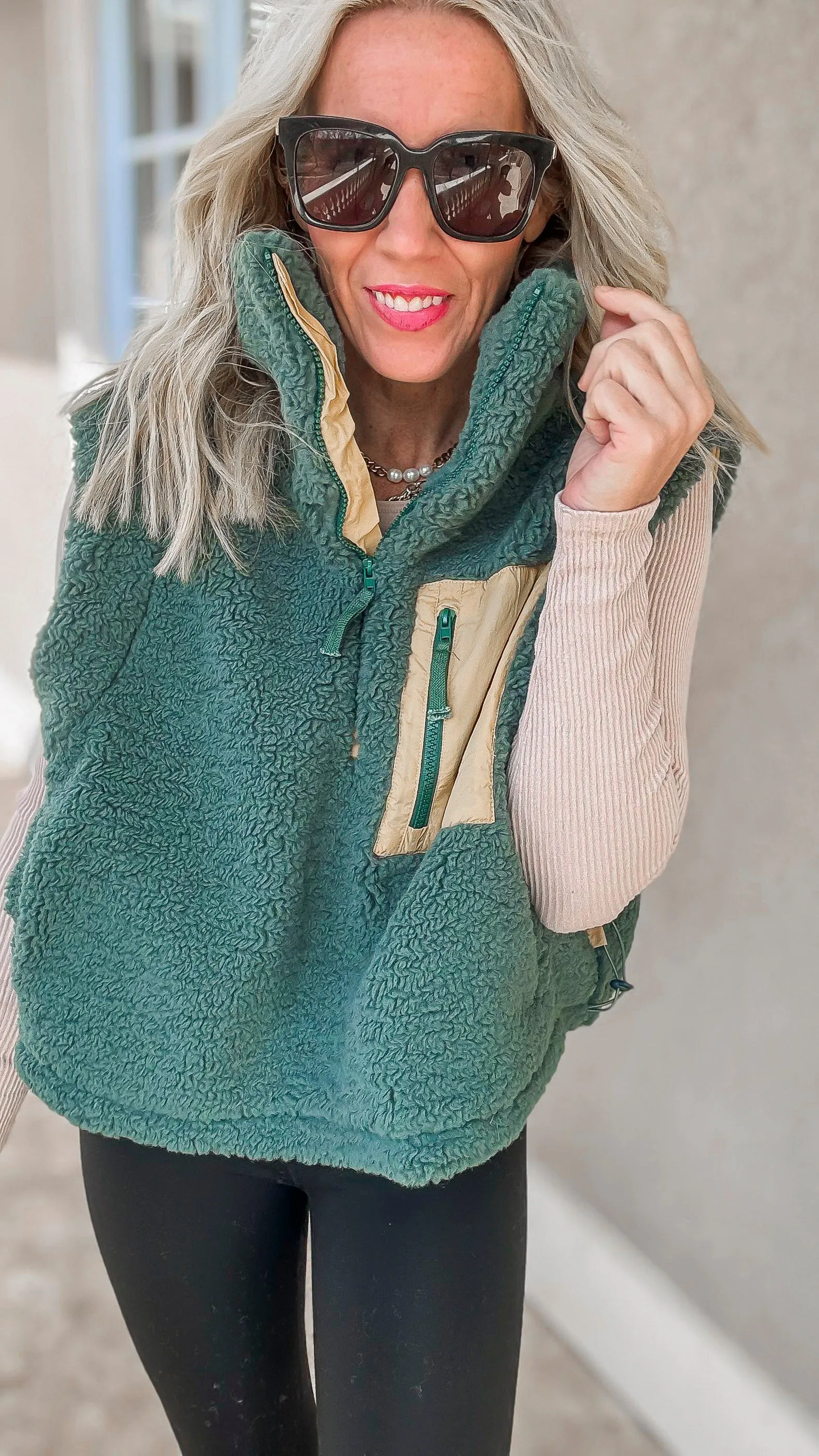 Sherpa Half Zip Sleeveless Sweater | OLI & HALI (PREORDER)