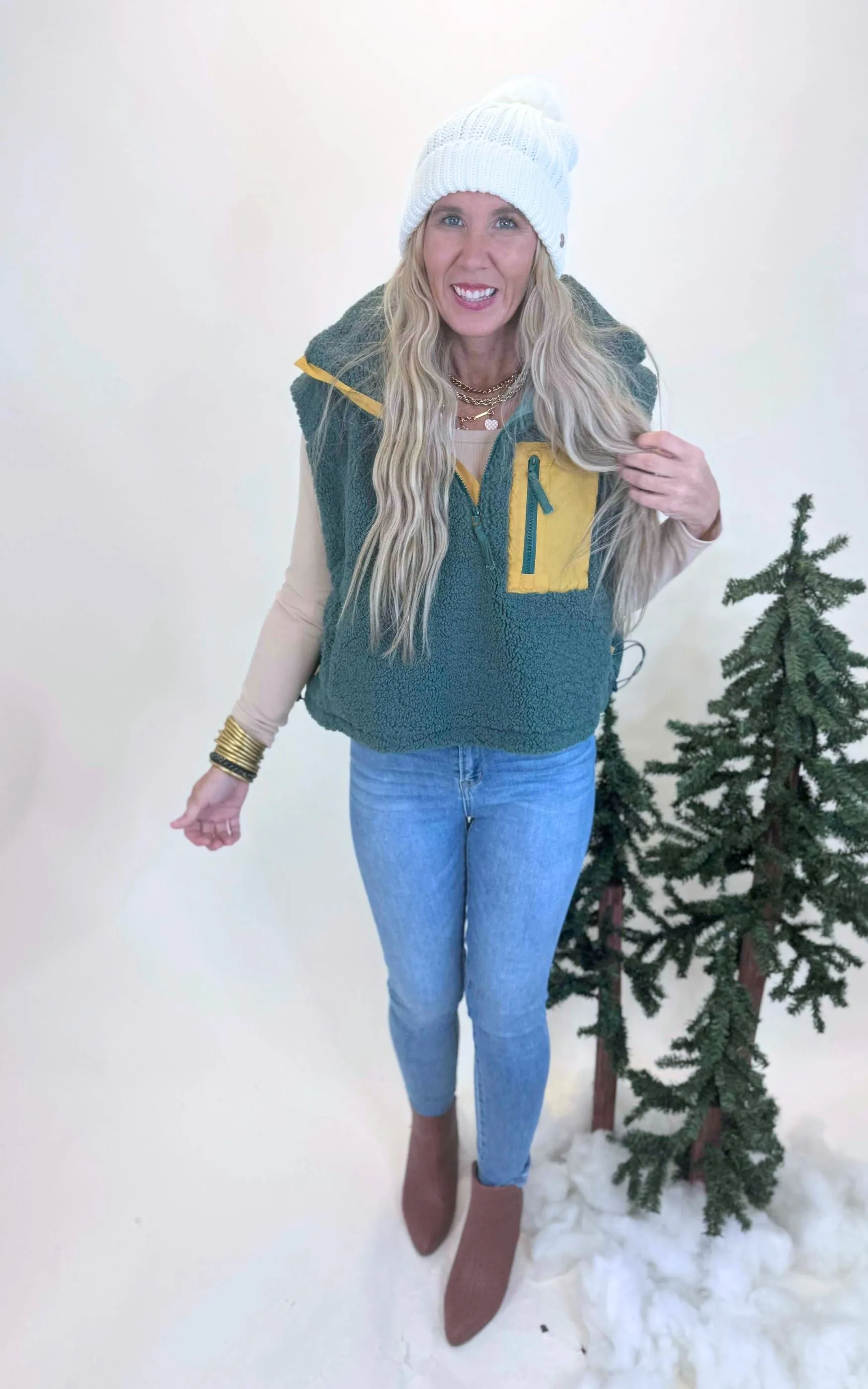 Sherpa Half Zip Sleeveless Sweater | OLI & HALI (PREORDER)