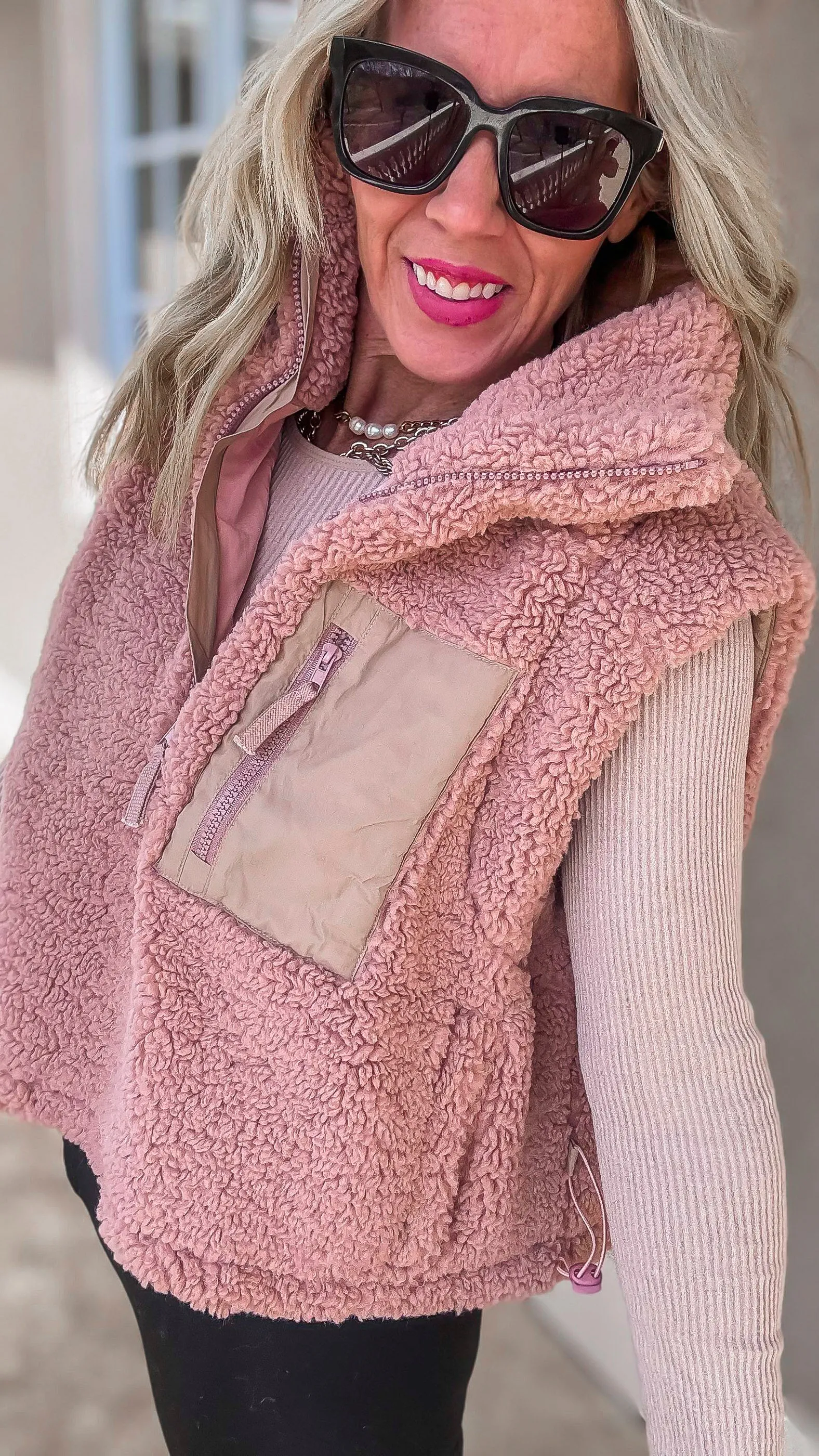 Sherpa Half Zip Sleeveless Sweater | OLI & HALI (PREORDER)