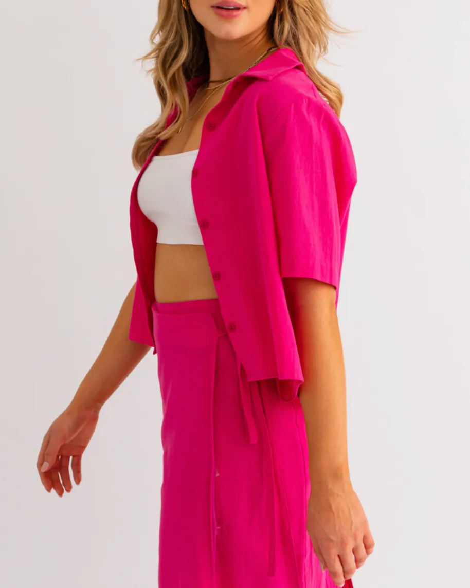 Short Sleeve Boxy Linen Top