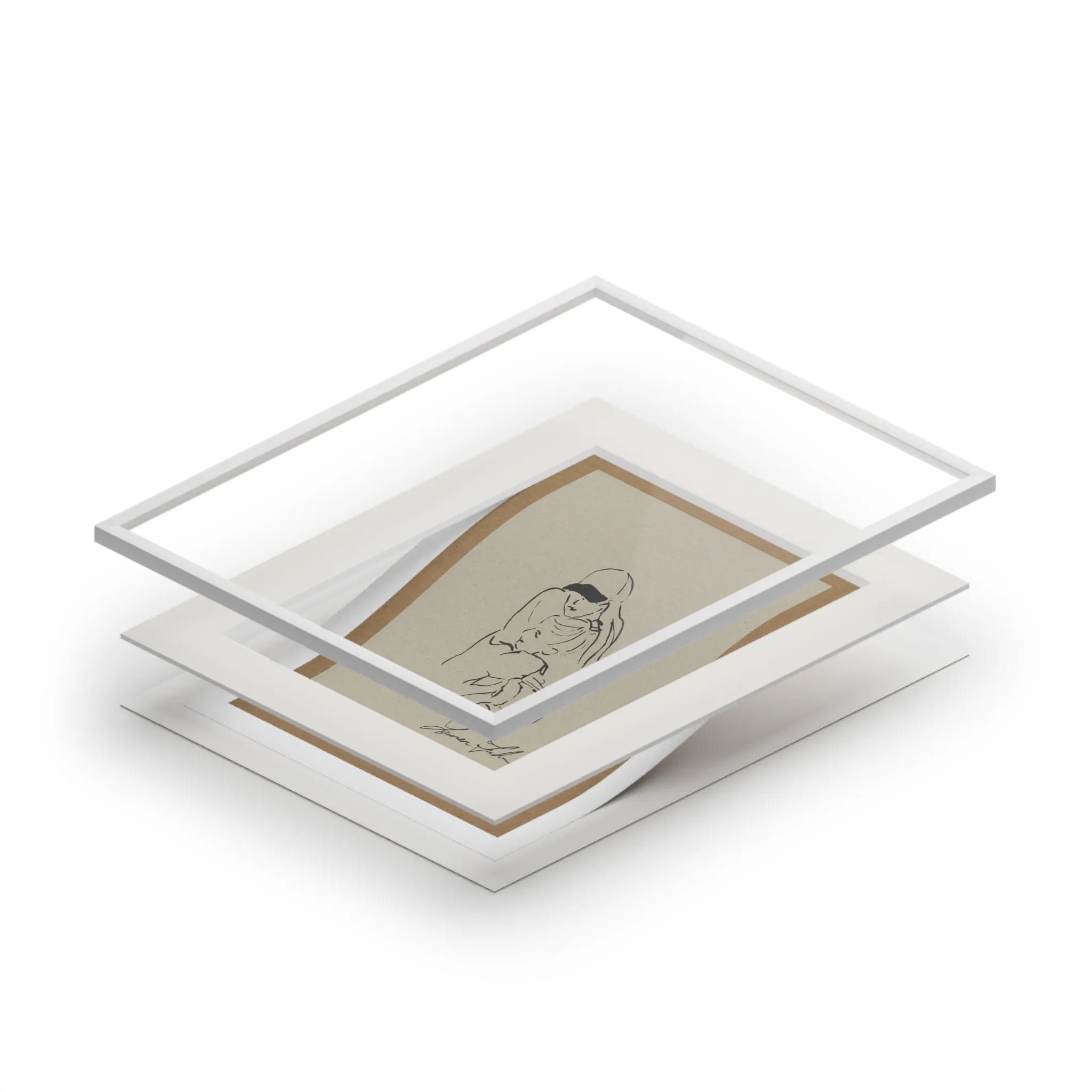 Sister I Matted Fine Art Print - Warm Tan