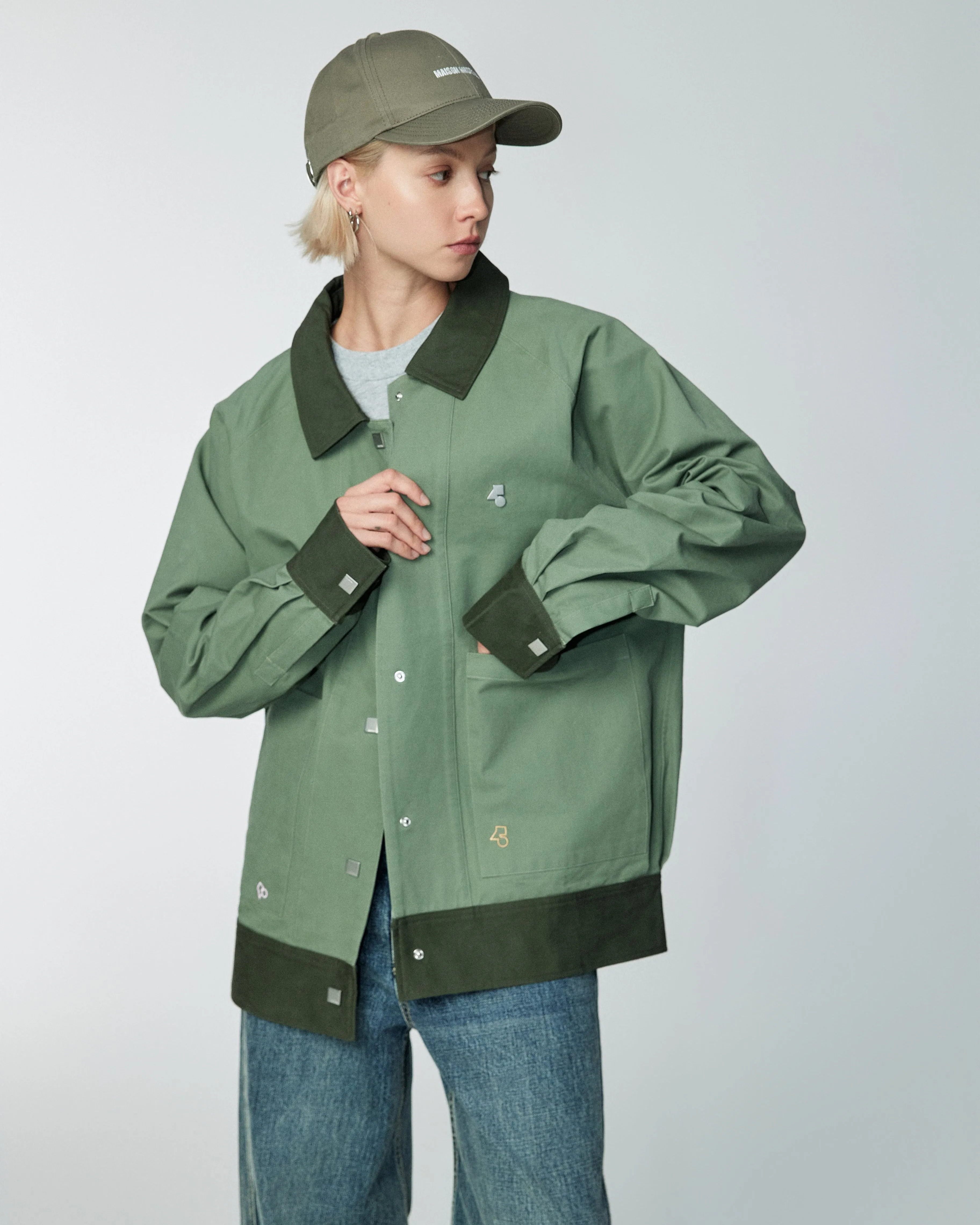 Smart Contrast Color - Oversized Layer Jacket - Terracotta, Green or Khaki
