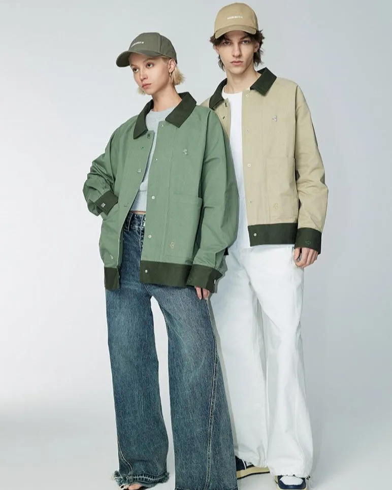 Smart Contrast Color - Oversized Layer Jacket - Terracotta, Green or Khaki