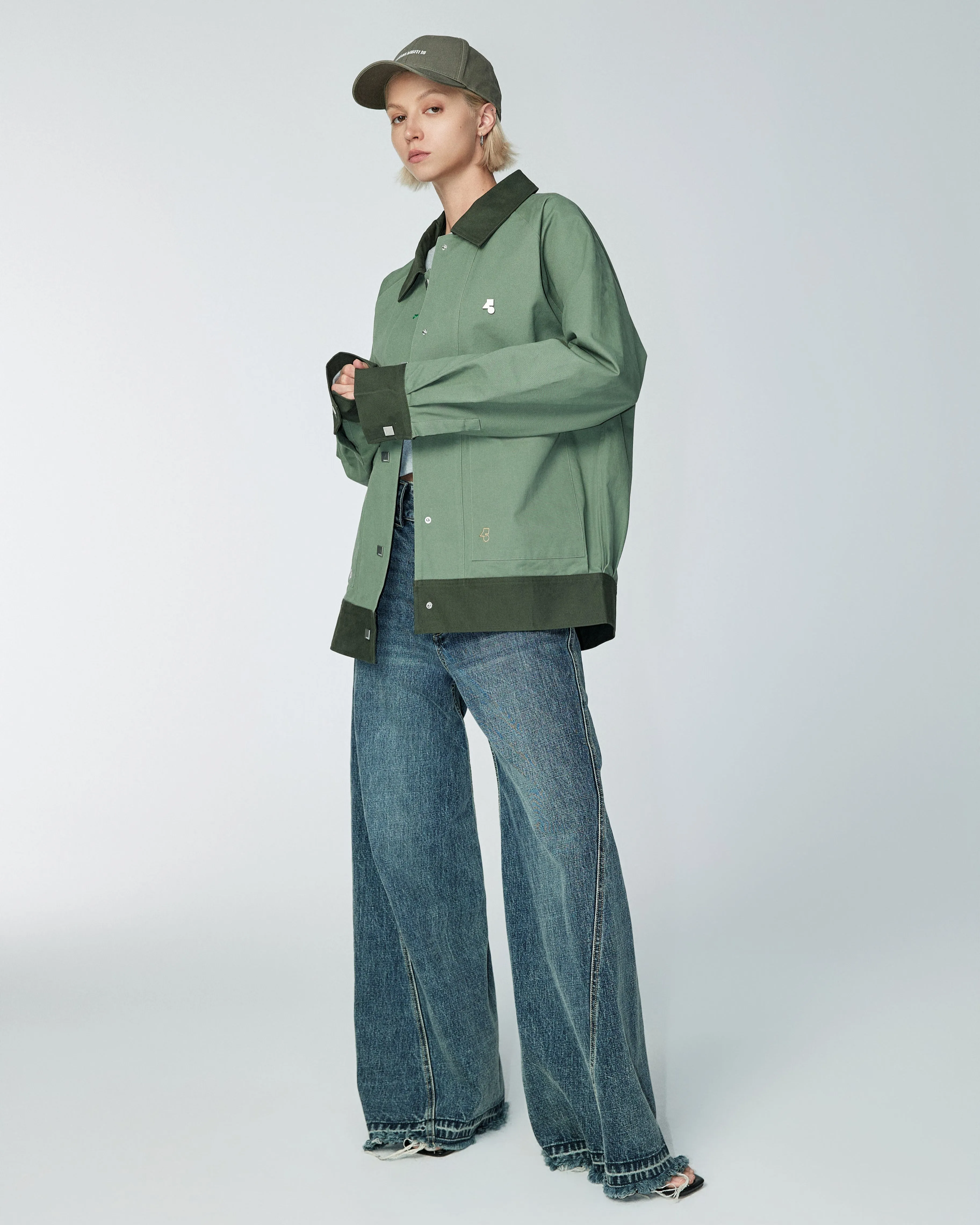 Smart Contrast Color - Oversized Layer Jacket - Terracotta, Green or Khaki