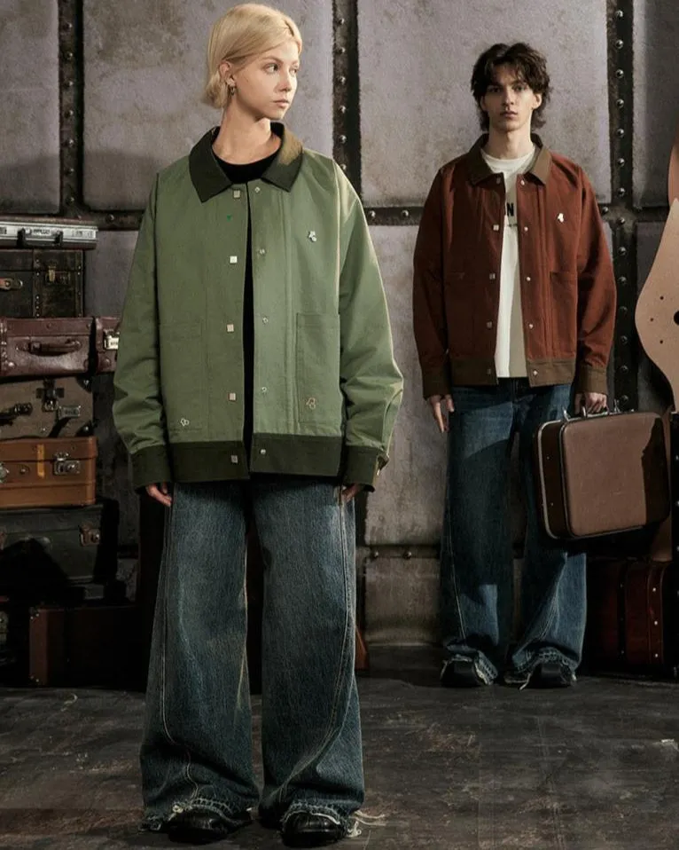 Smart Contrast Color - Oversized Layer Jacket - Terracotta, Green or Khaki
