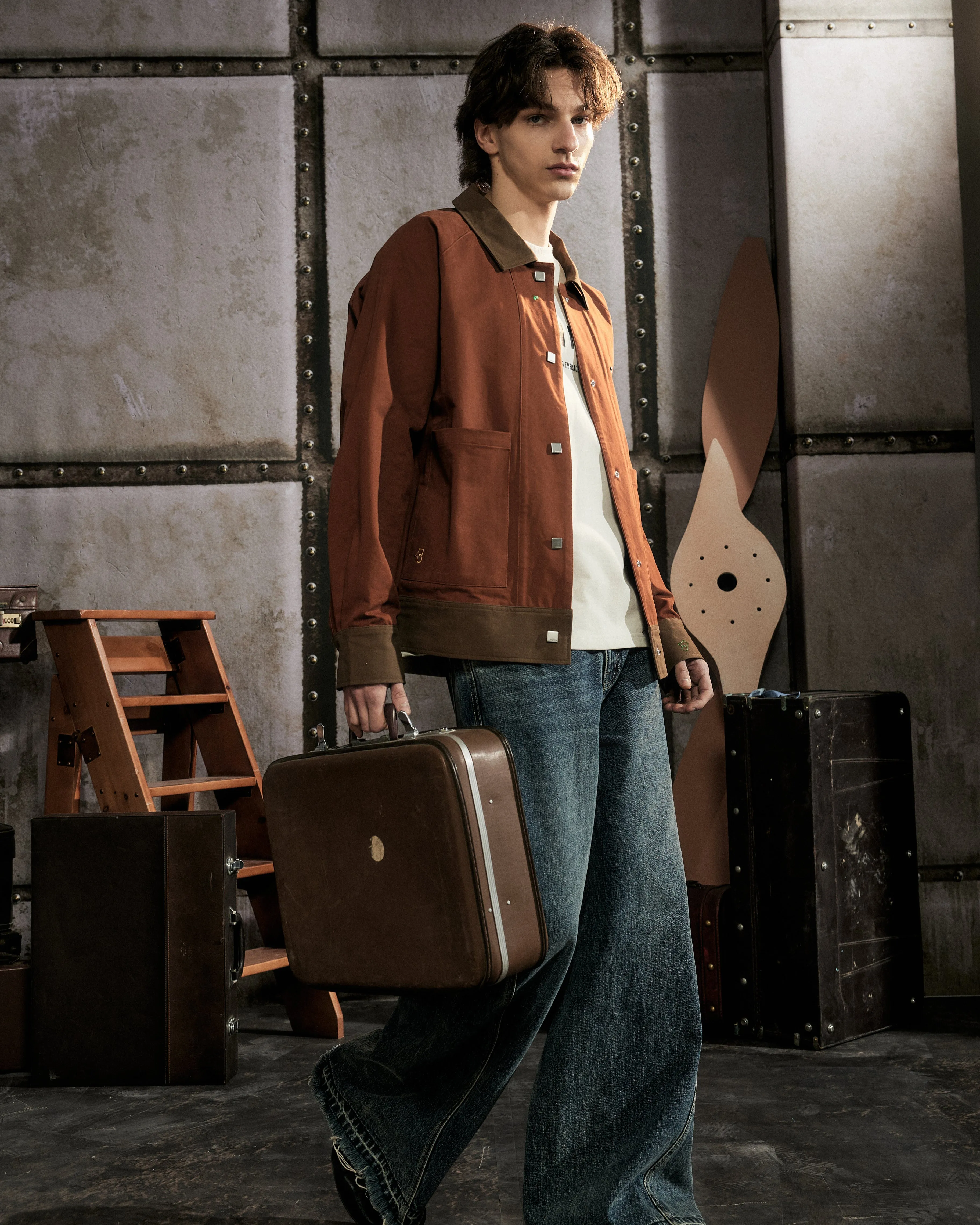 Smart Contrast Color - Oversized Layer Jacket - Terracotta, Green or Khaki