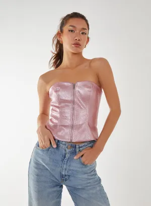 Snake PU Lace Up Corset Top