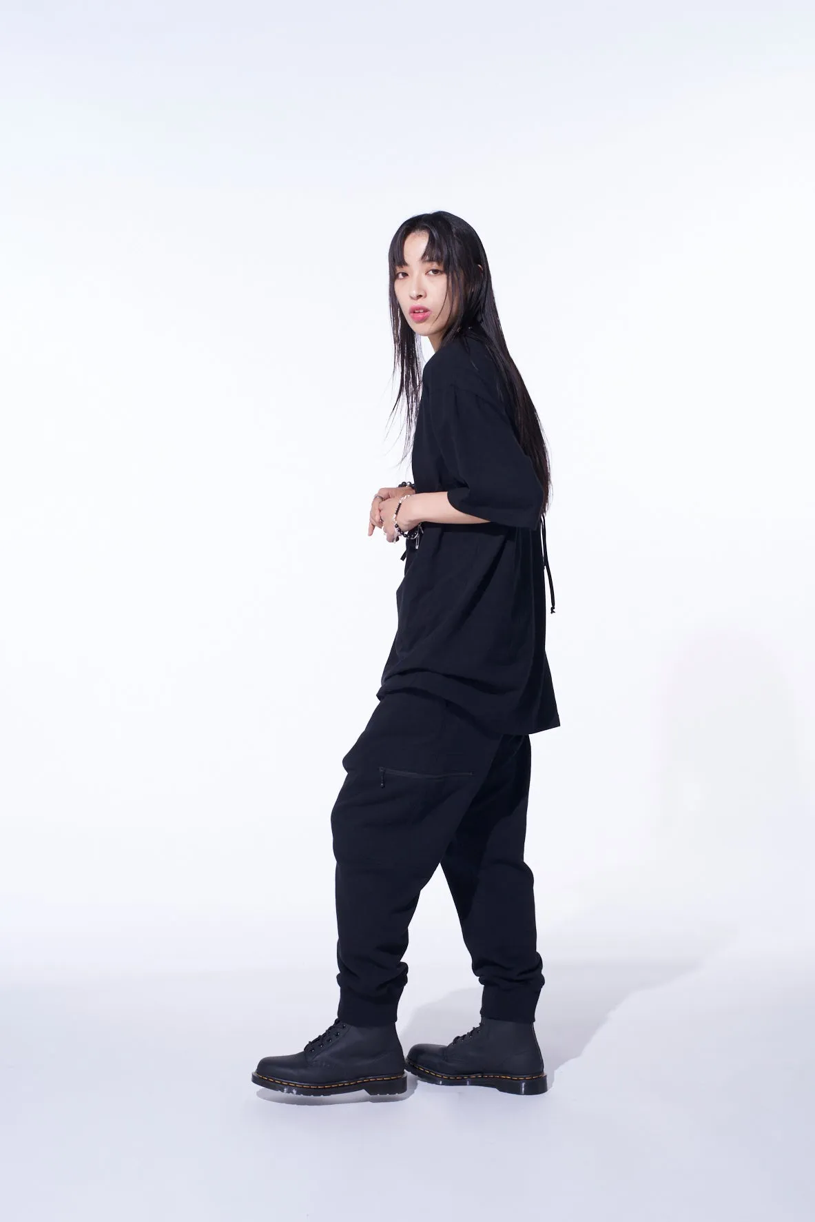 SOFT JERSEY T-SHIRT WITH GATHERED STRINGS