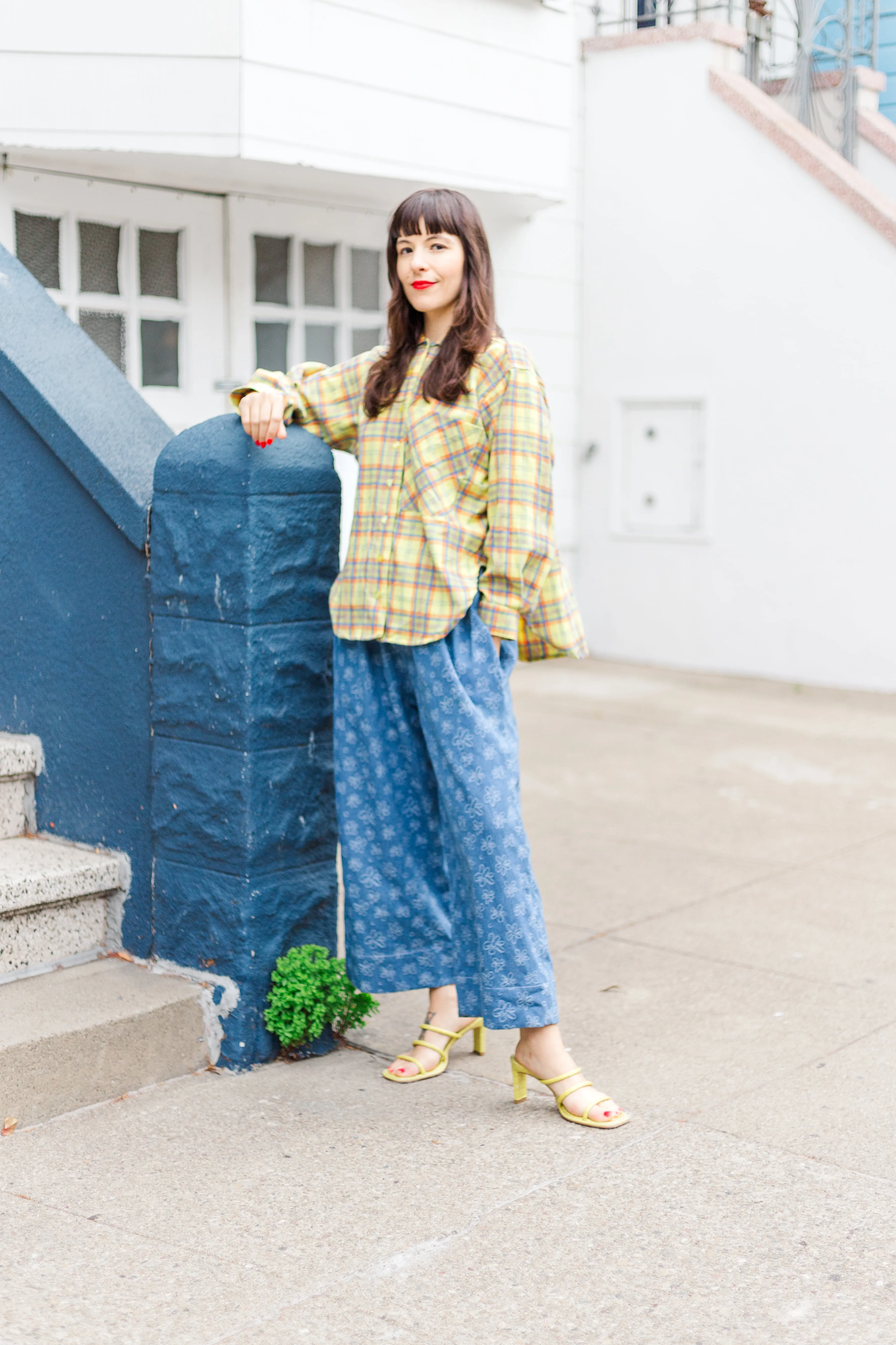 Soft Volume Long Sleeve Top in Yellow Plaid Flannel (RTS)