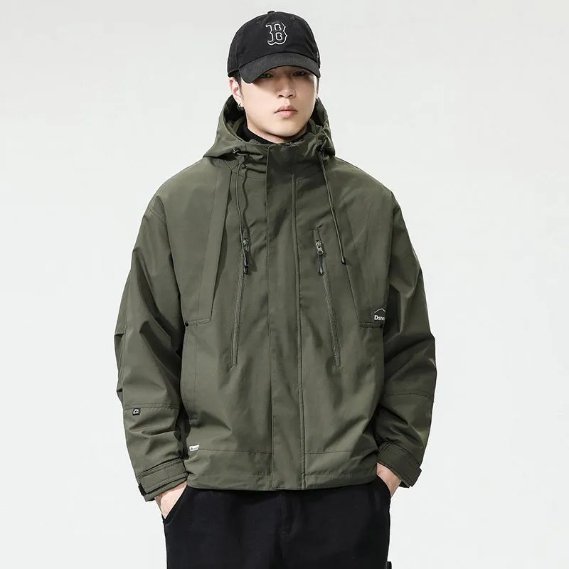 Solid Thickened Cargo Parka for Men with Easy-to-Clean Features