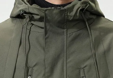 Solid Thickened Cargo Parka for Men with Easy-to-Clean Features