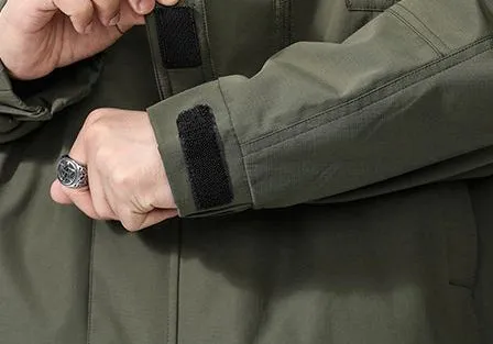 Solid Thickened Cargo Parka for Men with Easy-to-Clean Features