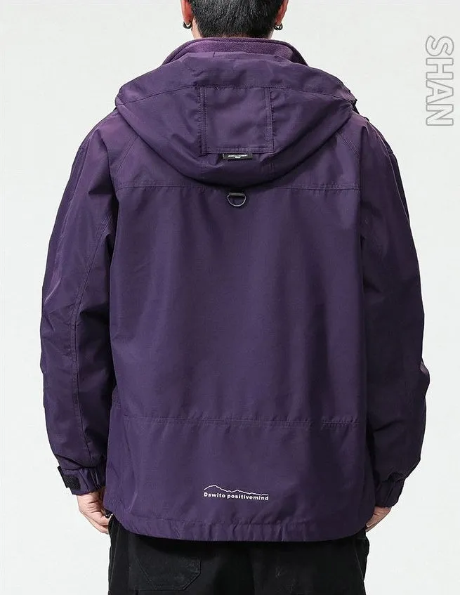Solid Thickened Cargo Parka for Men with Easy-to-Clean Features