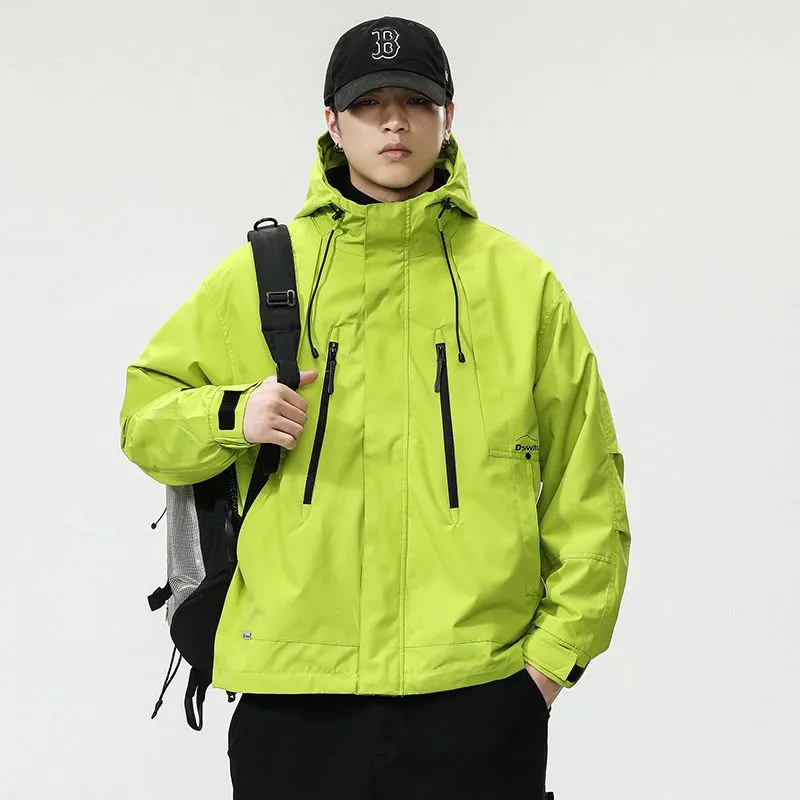 Solid Thickened Cargo Parka for Men with Easy-to-Clean Features