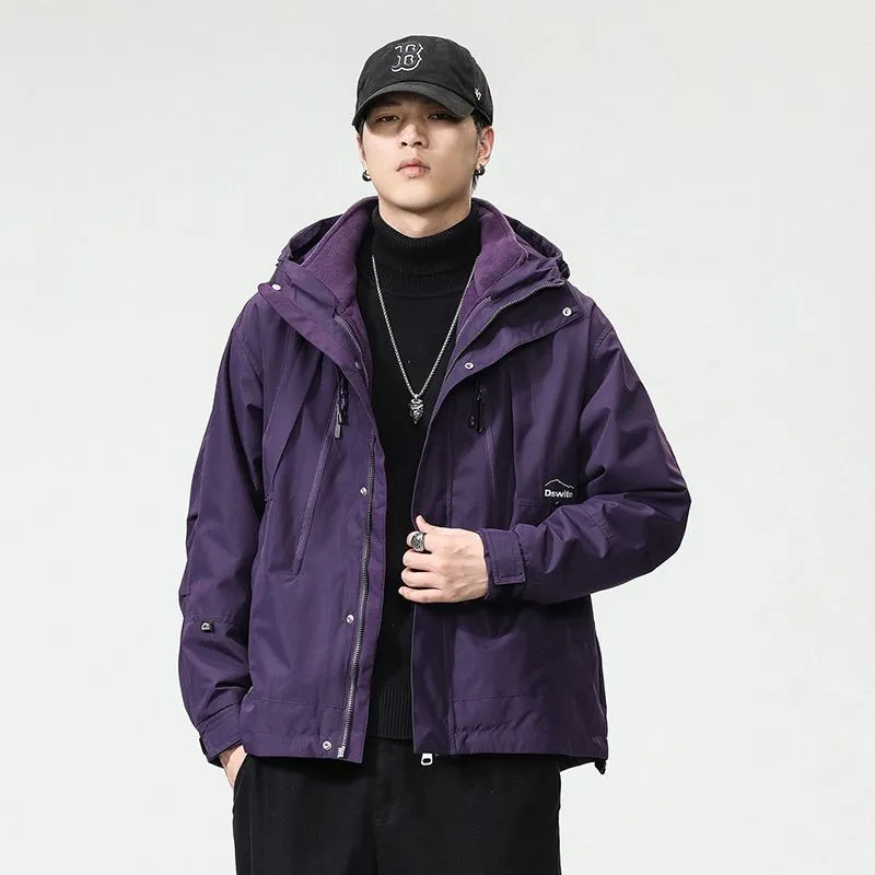 Solid Thickened Cargo Parka for Men with Easy-to-Clean Features