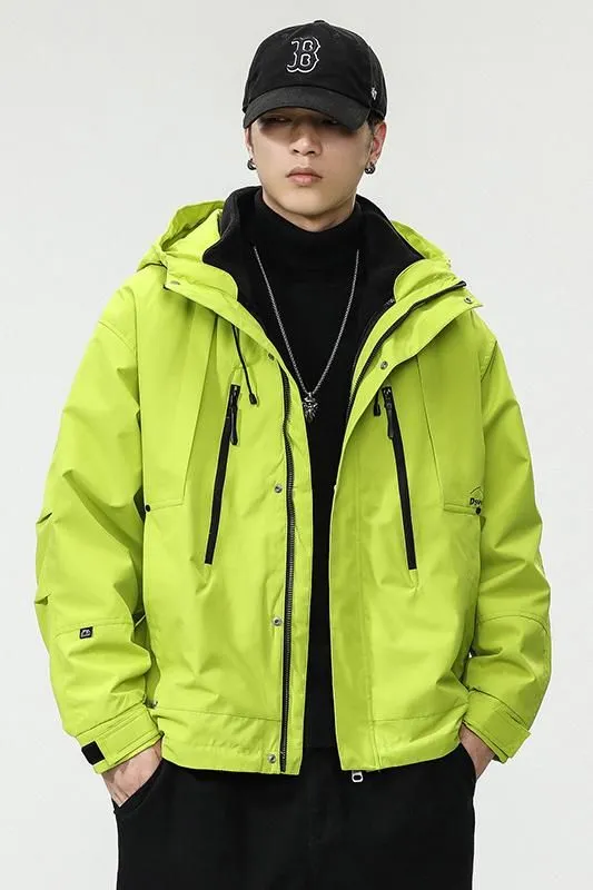 Solid Thickened Cargo Parka for Men with Easy-to-Clean Features