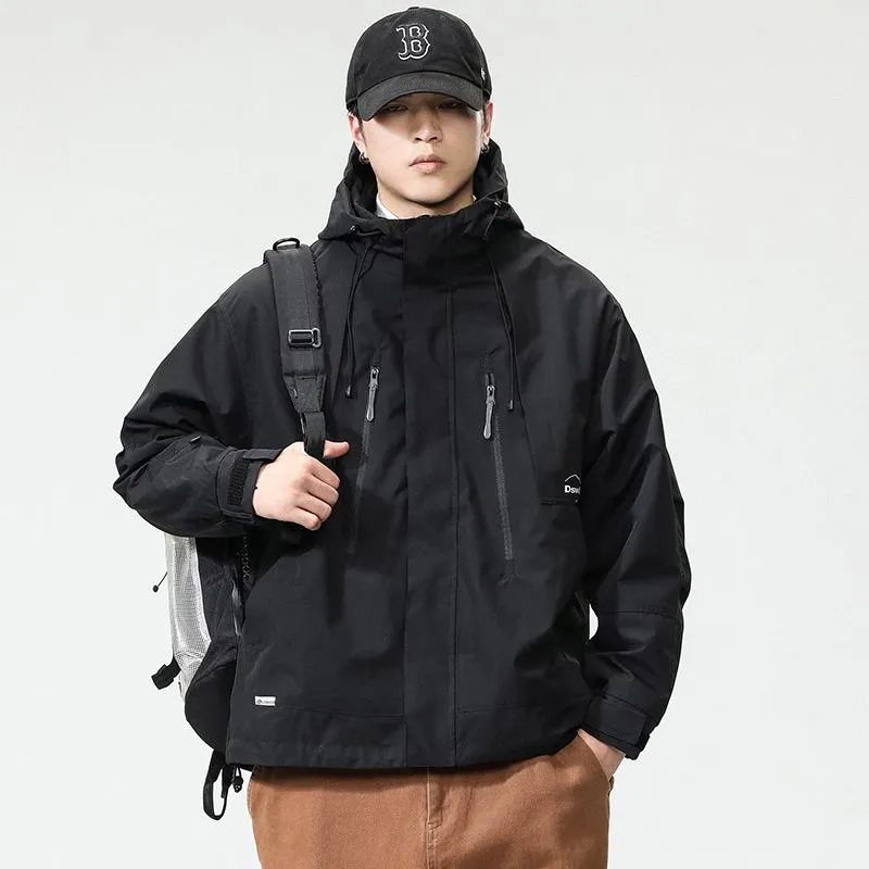 Solid Thickened Cargo Parka for Men with Easy-to-Clean Features