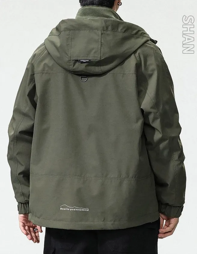 Solid Thickened Cargo Parka for Men with Easy-to-Clean Features