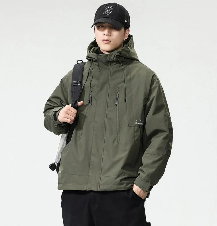 Solid Thickened Cargo Parka for Men with Easy-to-Clean Features